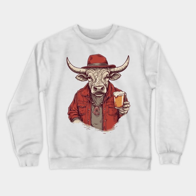 Bull and beer Crewneck Sweatshirt by Mr Youpla